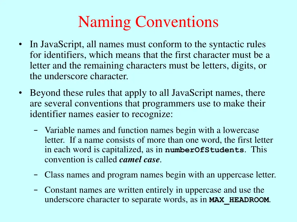 naming conventions