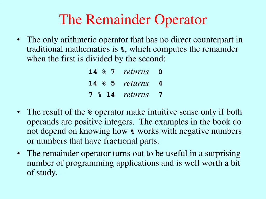 the remainder operator