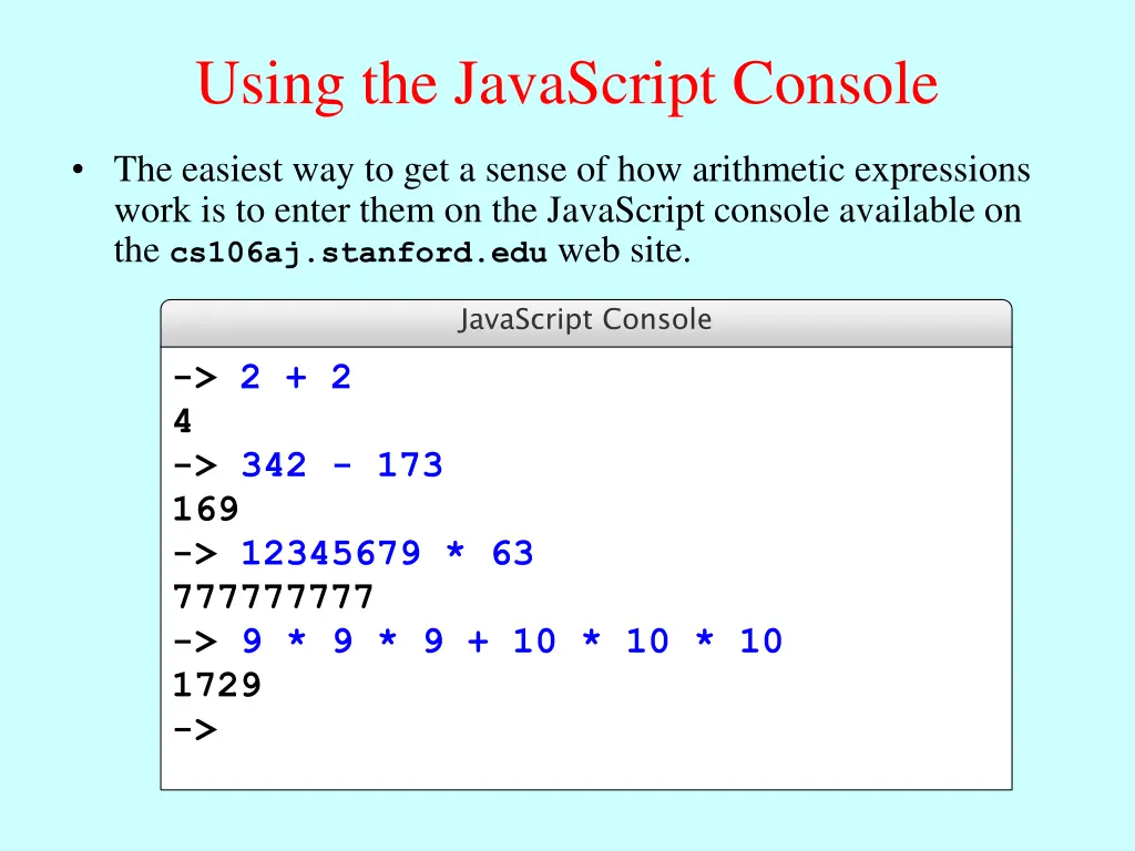 using the javascript console