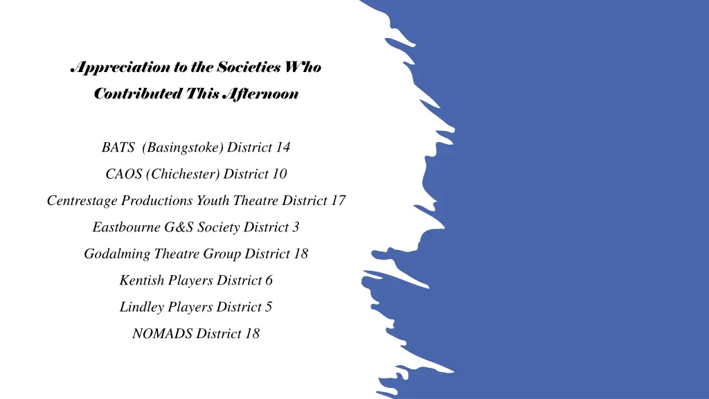 appreciation to the societies who