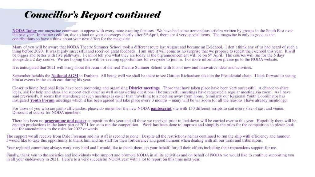 councillor s report continued