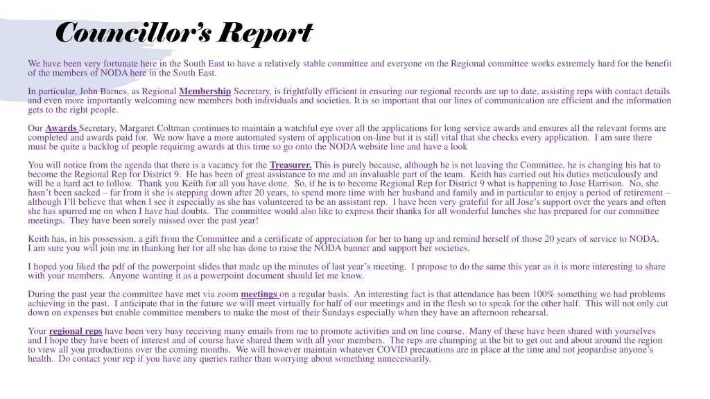 councillor s report