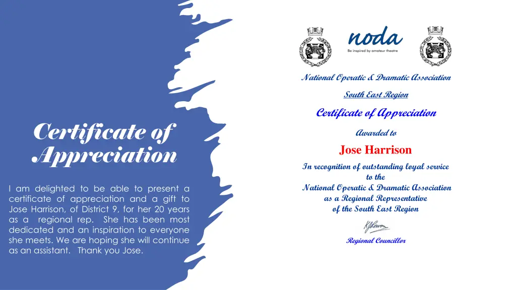 national operatic dramatic association south east