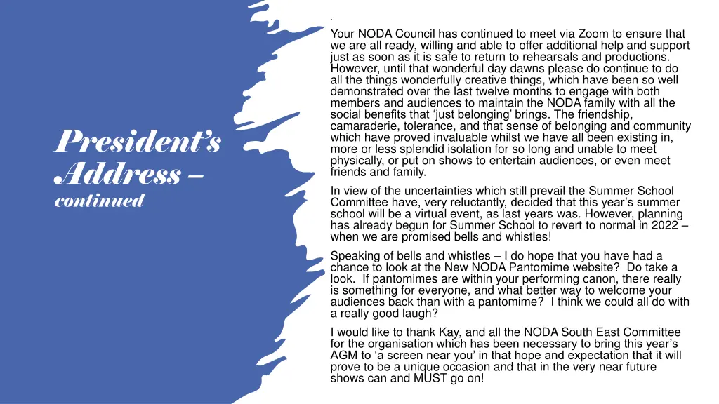 your noda council has continued to meet via zoom