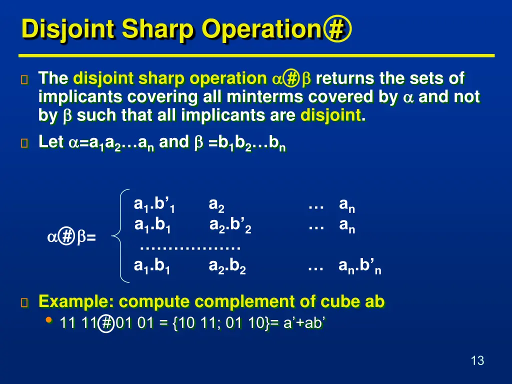 disjoint sharp operation