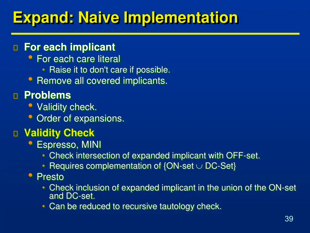 expand naive implementation
