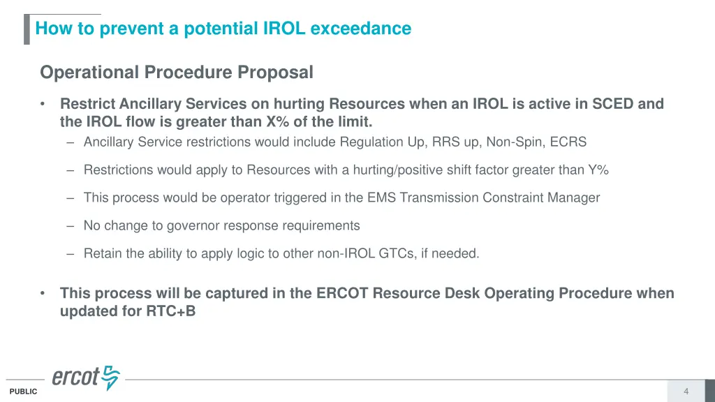 how to prevent a potential irol exceedance