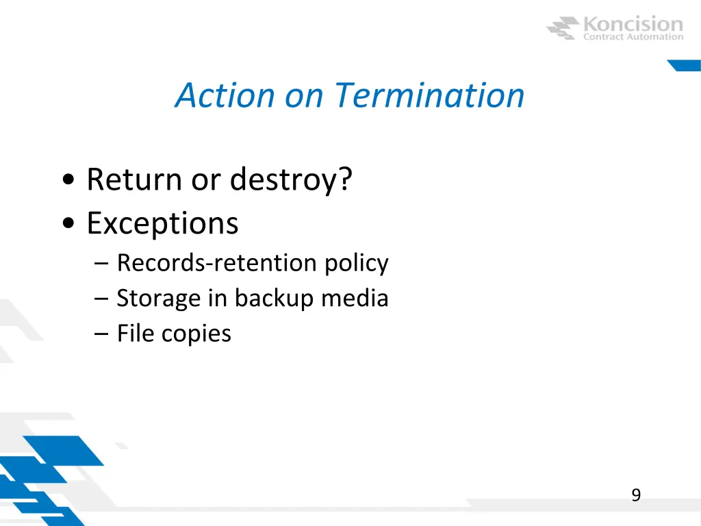 action on termination
