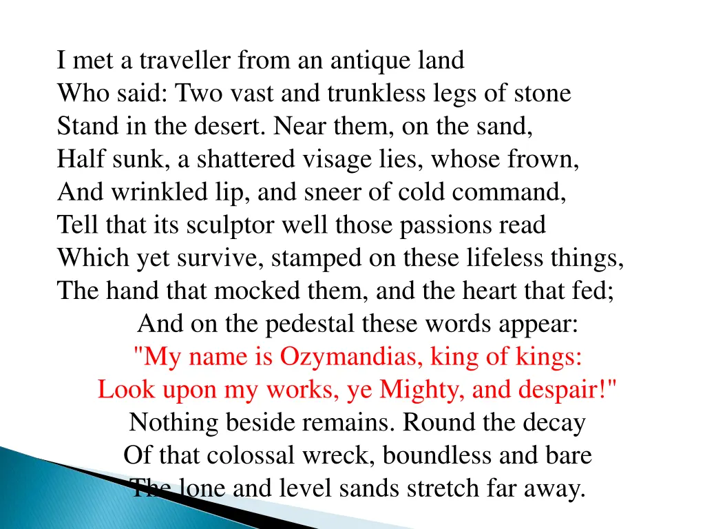 i met a traveller from an antique land who said