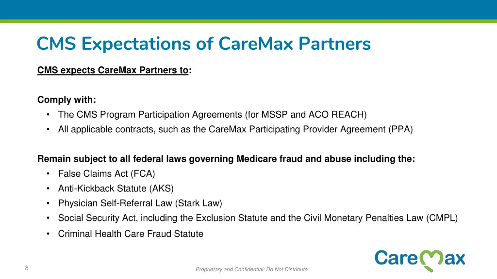 cms expectations of caremax partners