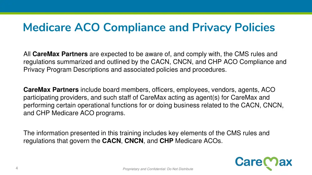 medicare aco compliance and privacy policies
