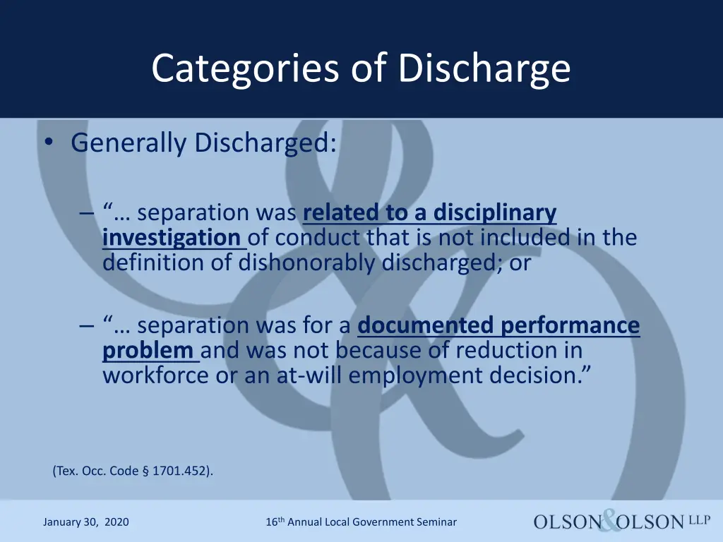 categories of discharge 1