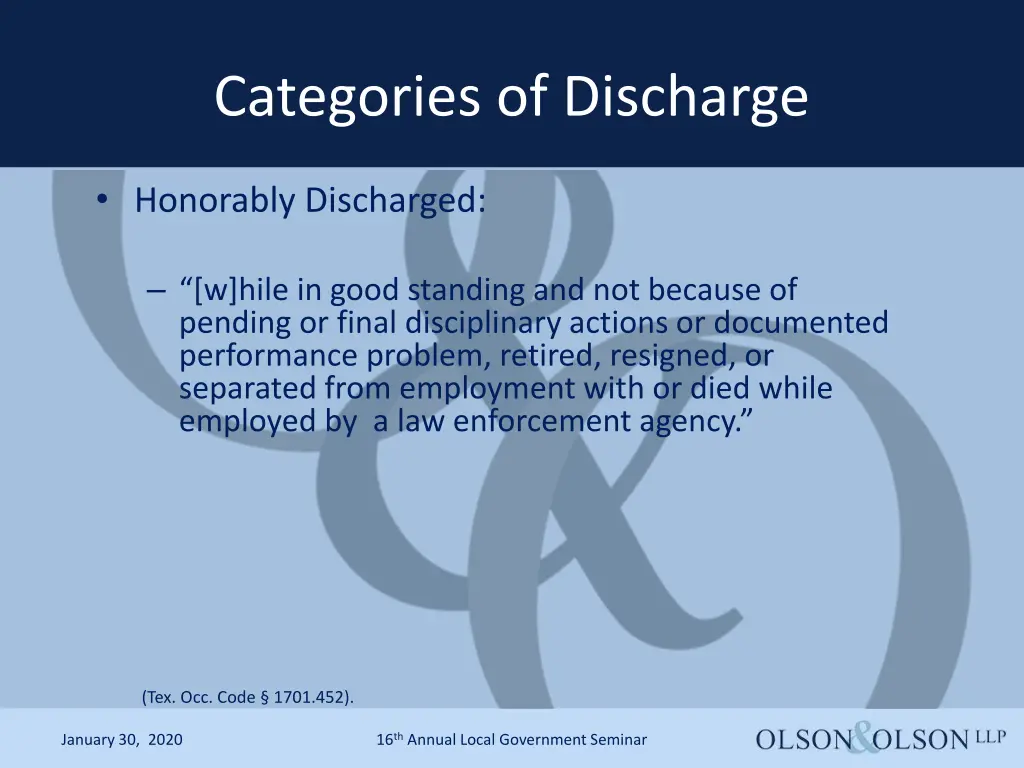 categories of discharge