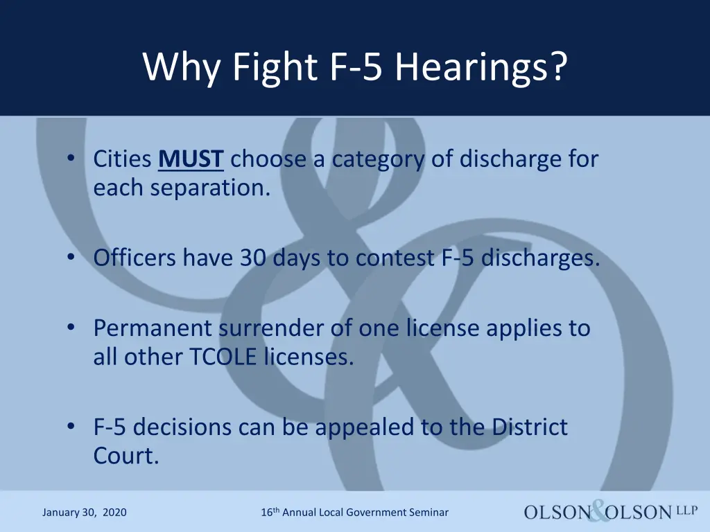 why fight f 5 hearings