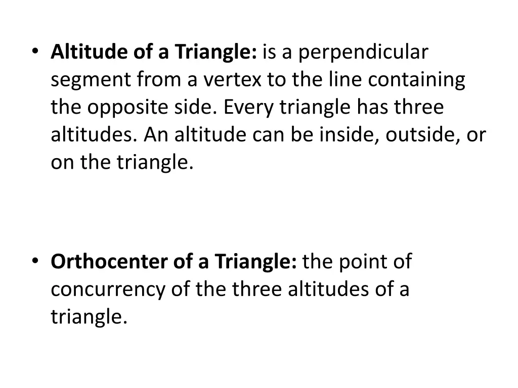 altitude of a triangle is a perpendicular segment