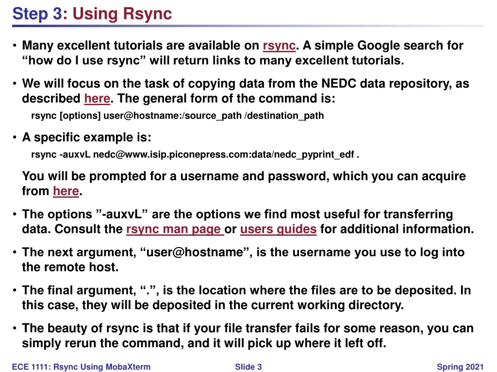 step 3 using rsync