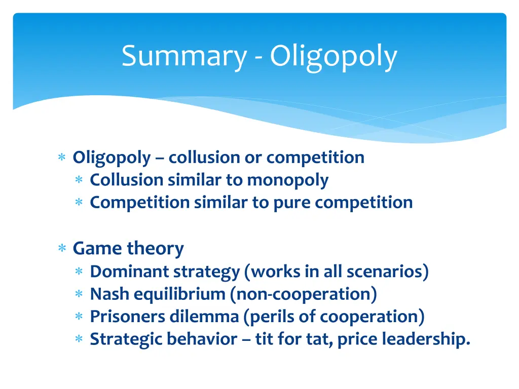 summary oligopoly 1