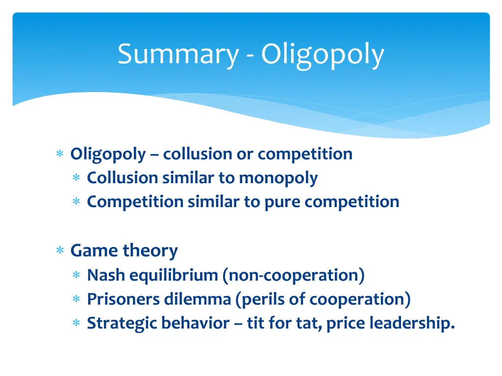 summary oligopoly
