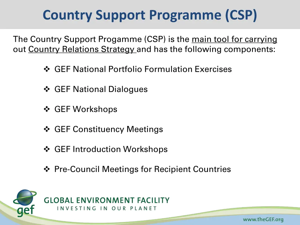 country support programme csp