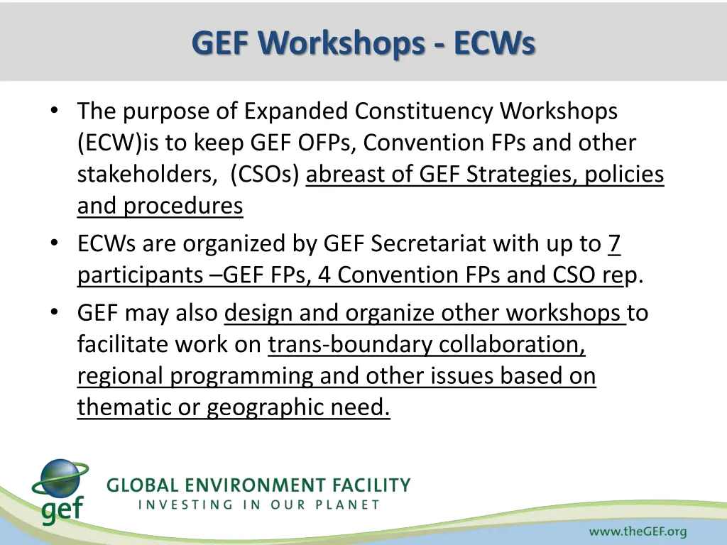 gef workshops ecws