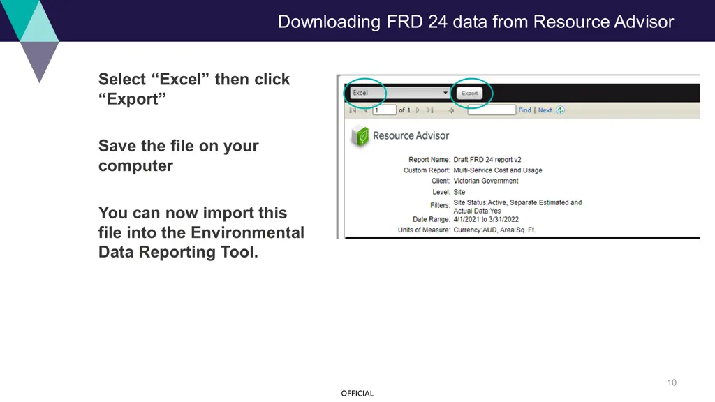 downloading frd 24 data from resource advisor