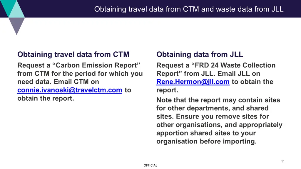 obtaining travel data from ctm and waste data