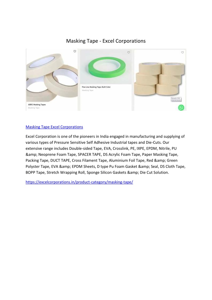 masking tape excel corporations