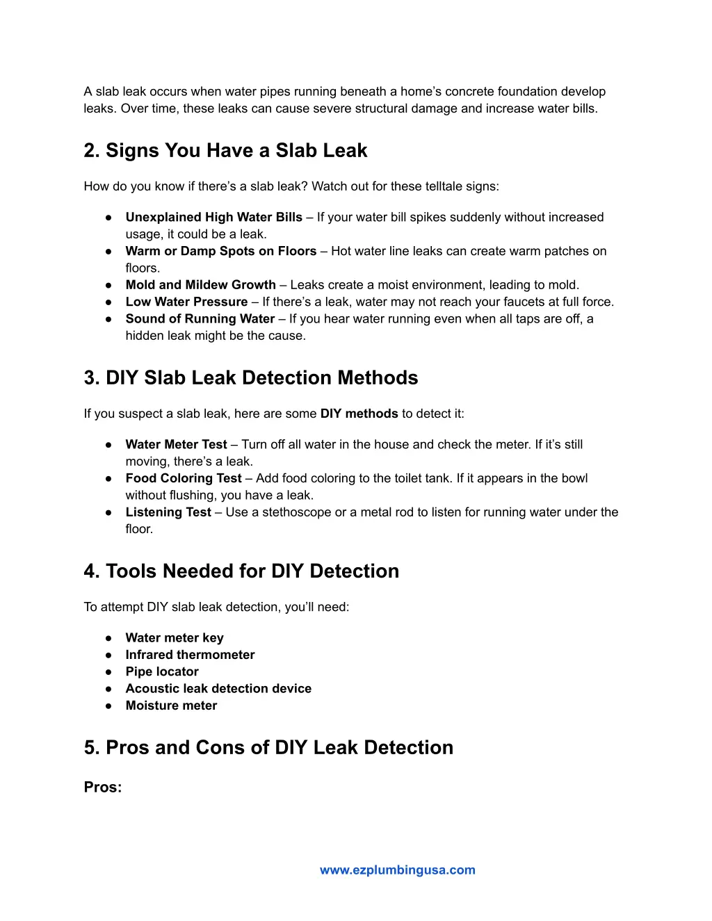 a slab leak occurs when water pipes running