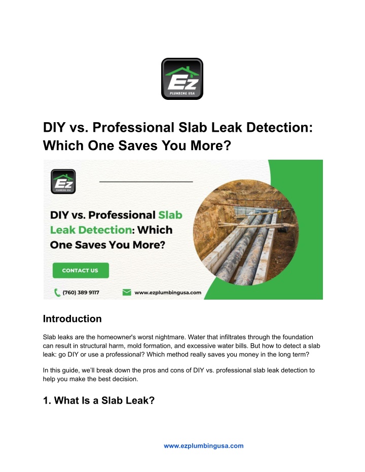 diy vs professional slab leak detection which
