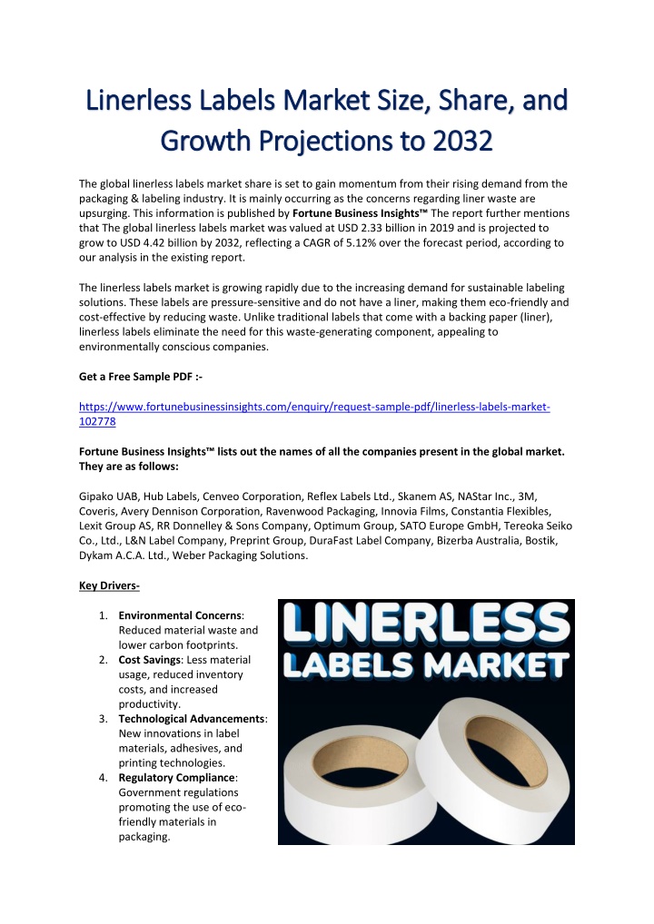 linerless labels market size share and linerless