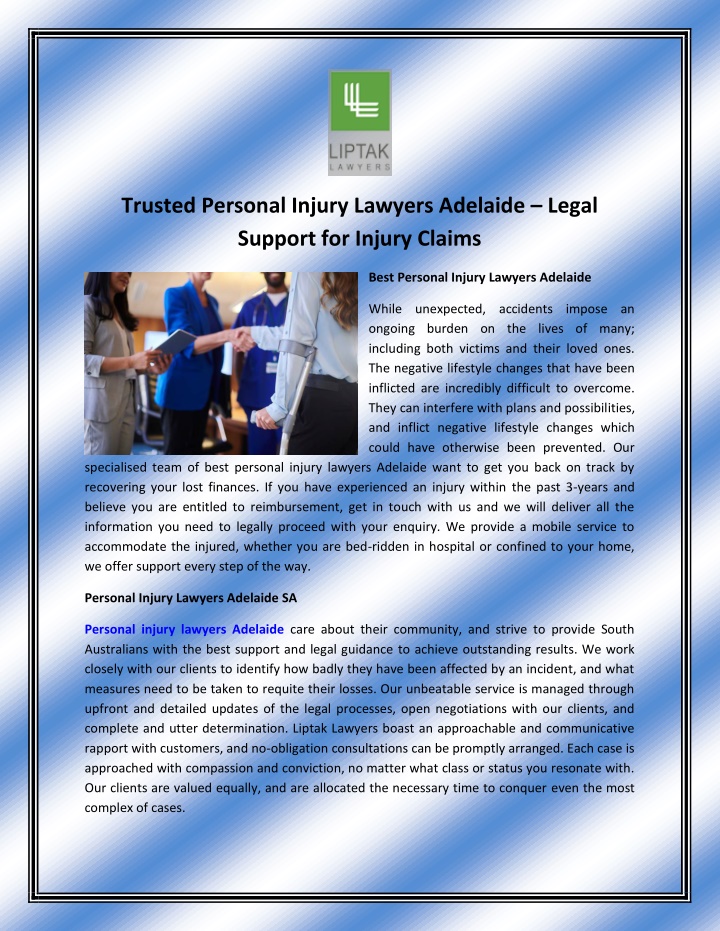 trusted personal injury lawyers adelaide legal