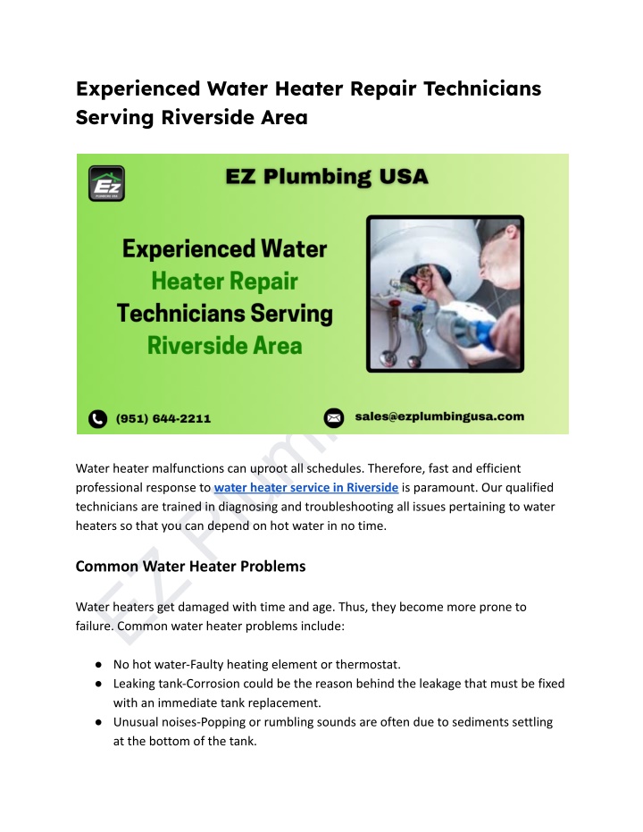 experienced water heater repair technicians