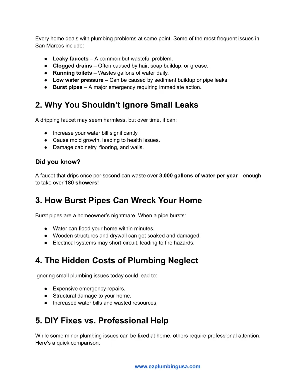 every home deals with plumbing problems at some