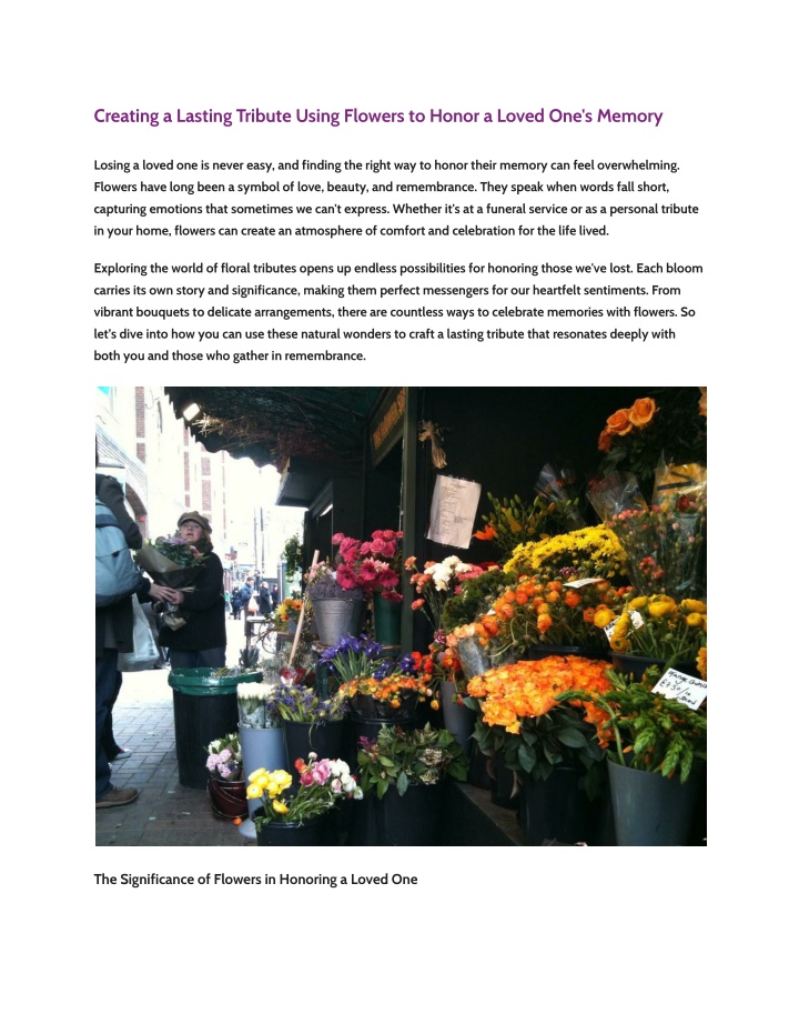 creating a lasting tribute using flowers to honor
