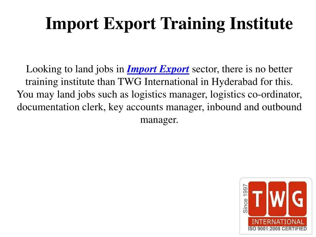 import export training institute