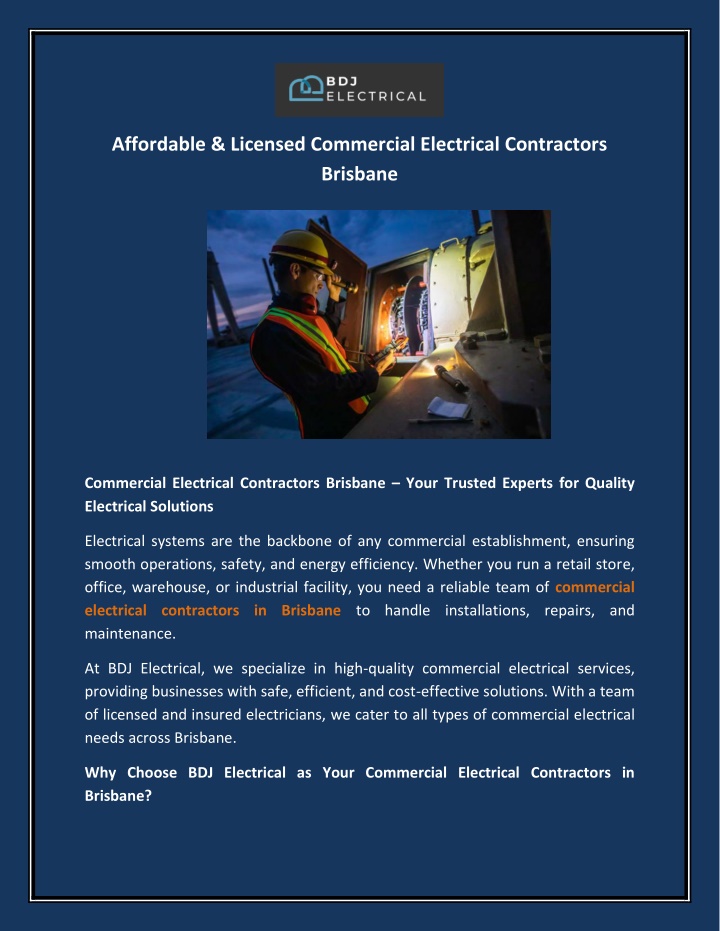 affordable licensed commercial electrical