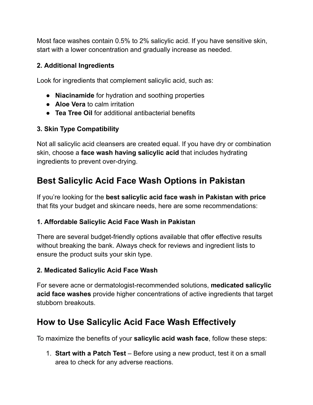 most face washes contain 0 5 to 2 salicylic acid