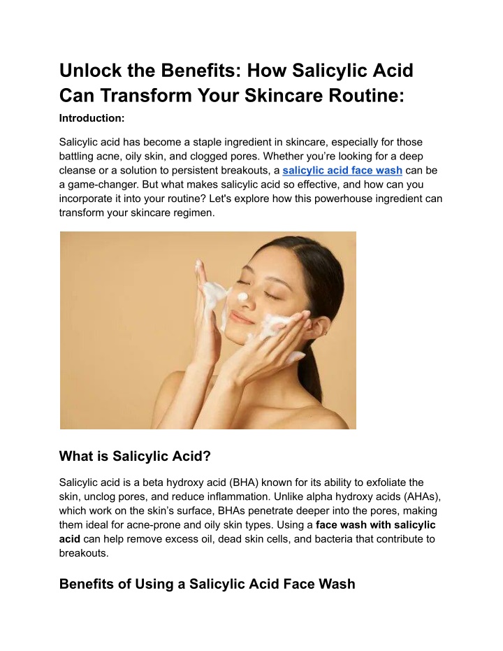 unlock the benefits how salicylic acid