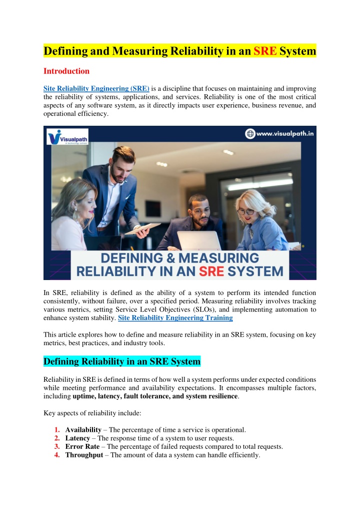 defining and measuring reliability