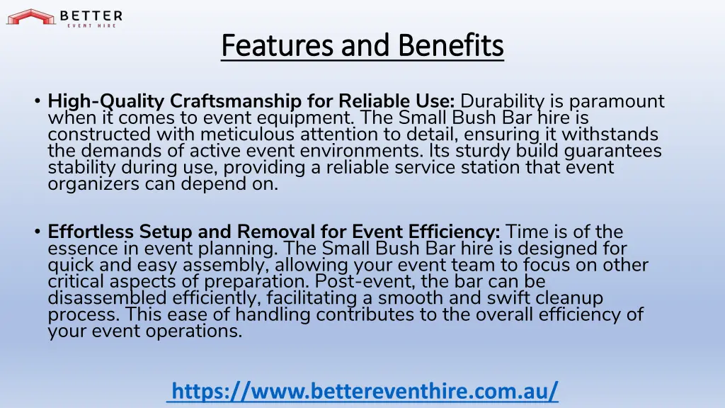 features and benefits features and benefits