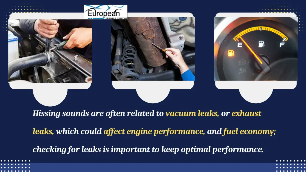 hissing sounds are often related to vacuum leaks