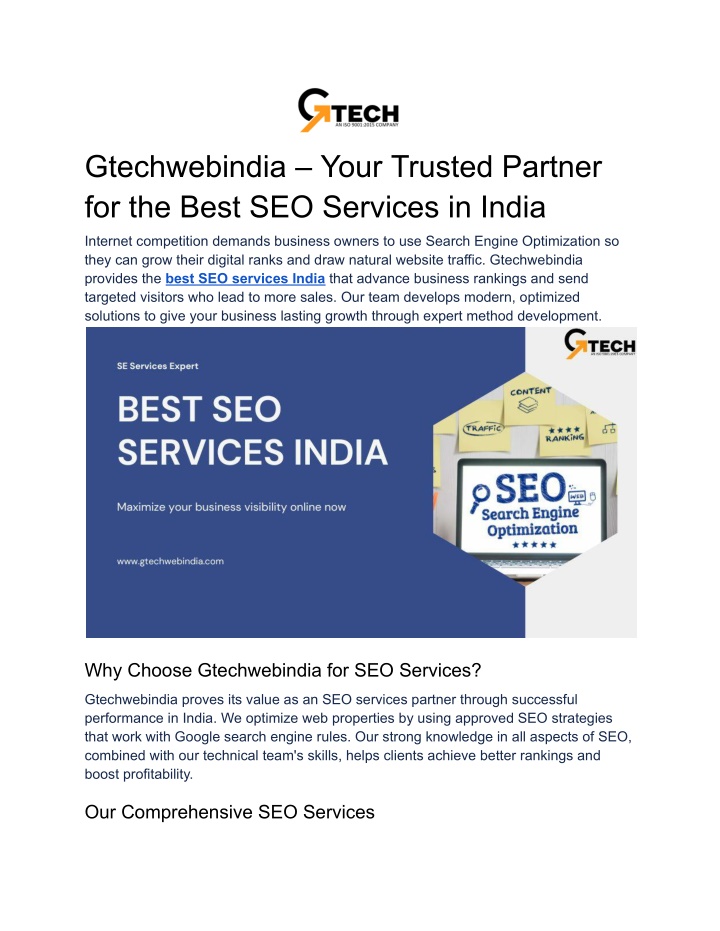 gtechwebindia your trusted partner for the best