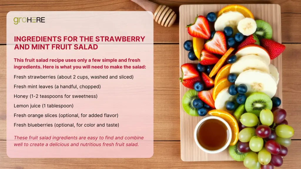 ingredients for the strawberry and mint fruit