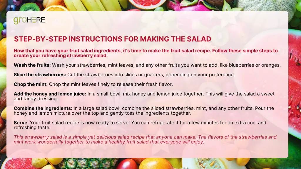 step by step instructions for making the salad