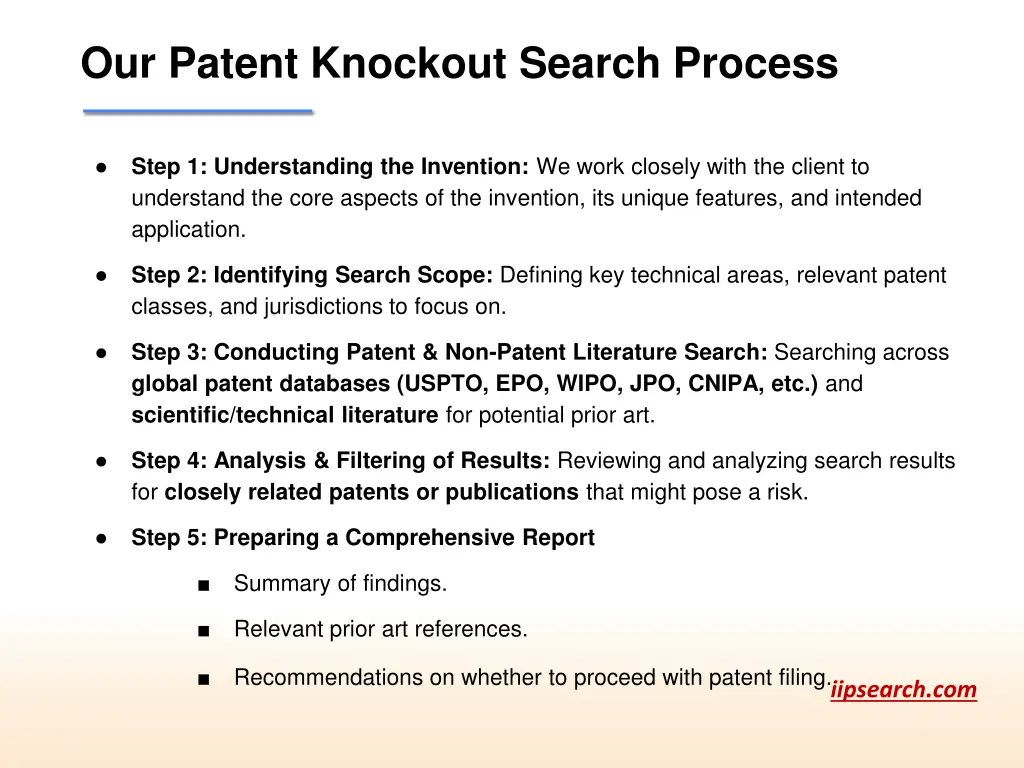 our patent knockout search process