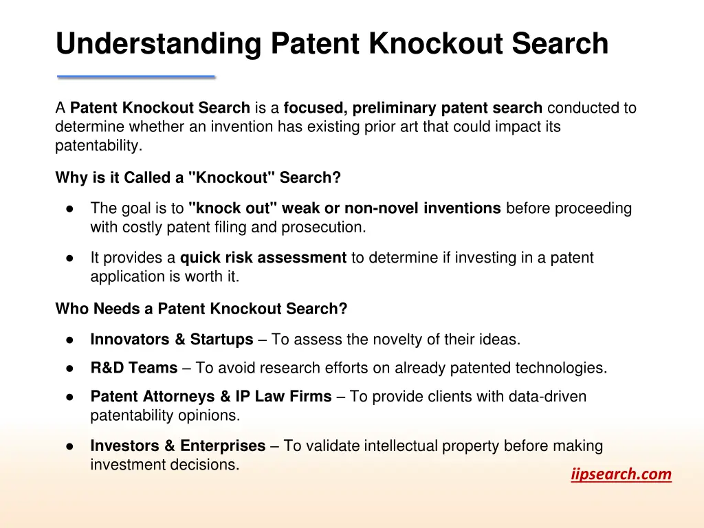 understanding patent knockout search