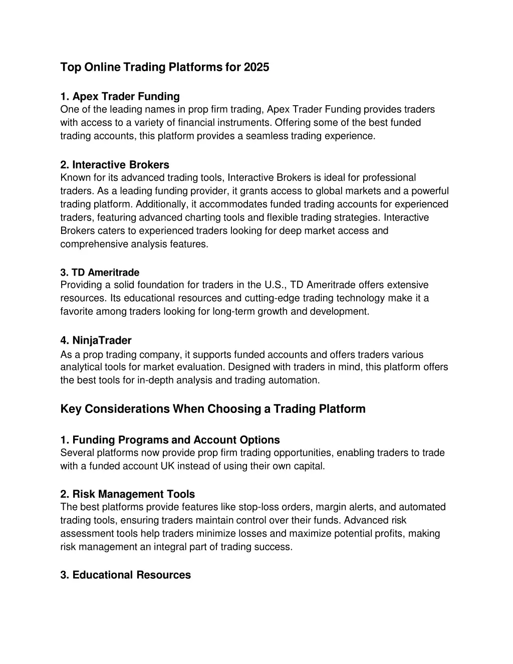top online trading platforms for 2025