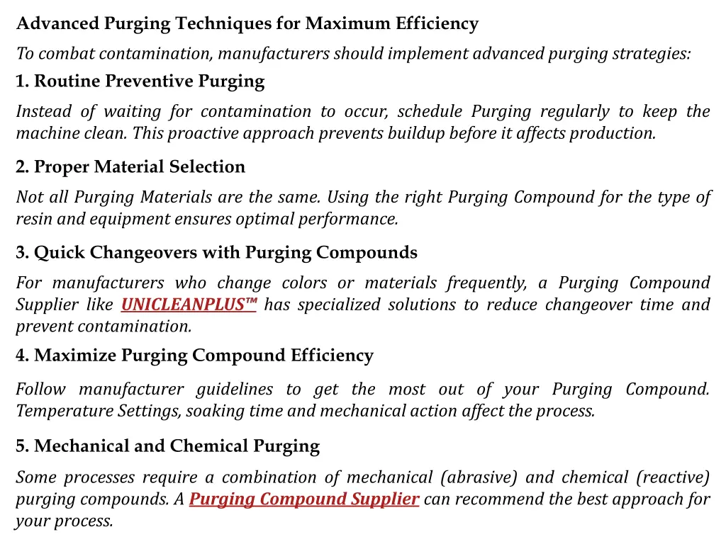 advanced purging techniques for maximum
