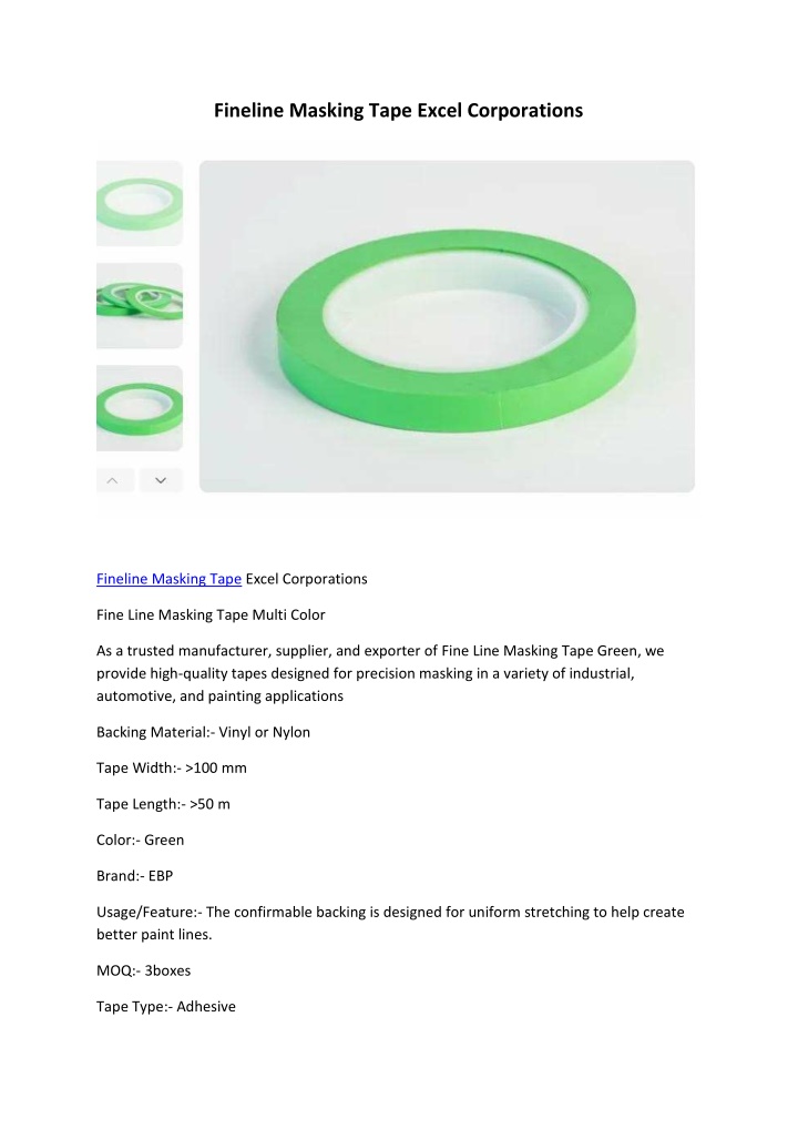 fineline masking tape excel corporations