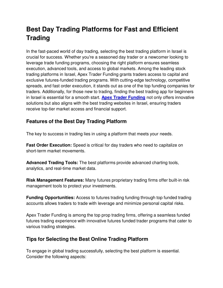 best day trading platforms for fast and efficient